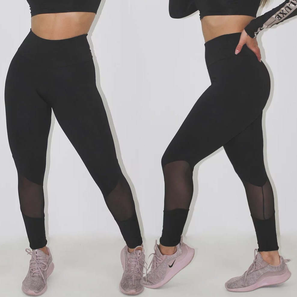 Legging preta hot sale transparente