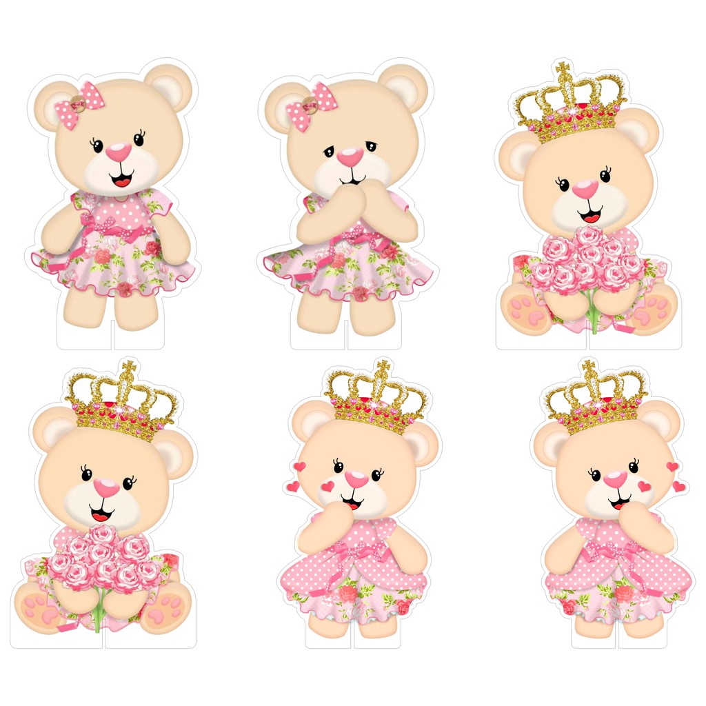 Kit Display De Mesa Festa Infantil Ursinha Princesa DK