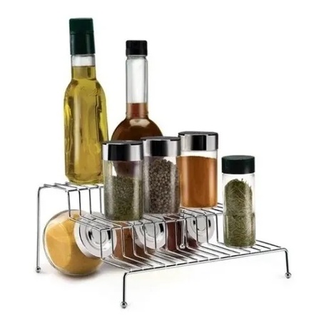 Suporte Porta Temperos Em Metal Organizador Triplo Aramado