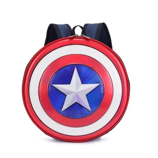 Capitão América Escudo Mochila Dos Desenhos Animados Mini Rodada Bolsa De Viagem Moda Pacote De Esportes À Prova D