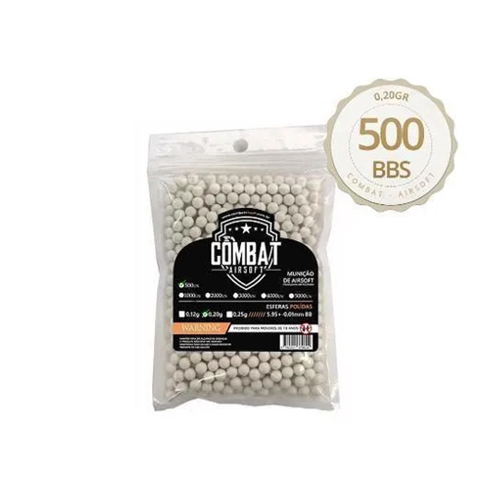 Esferas Bb Munição 0.20g 500un 6mm - Combat Airsoft