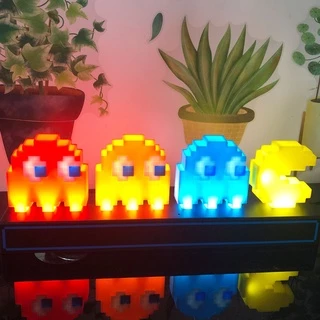 Pac Luminária De Mesa Masculina Com Claro Colorida Música USB Alimentado Por/Decoração De Sala De Jogos Para Meninos E Meninas PacMan-Man