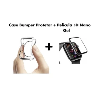 Capa Case Bumper + Película 3D Protetora Nanogel Para Smartwatch Capinha Anti Impacto Queda Apple Watch Iwo W27 pro