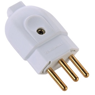Plugue Tramontina Redondo Macho 2P+T 10A 250V Branco