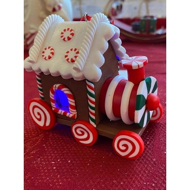 Enfeite de quebra-cabeça de Natal com moldura de trem de doces