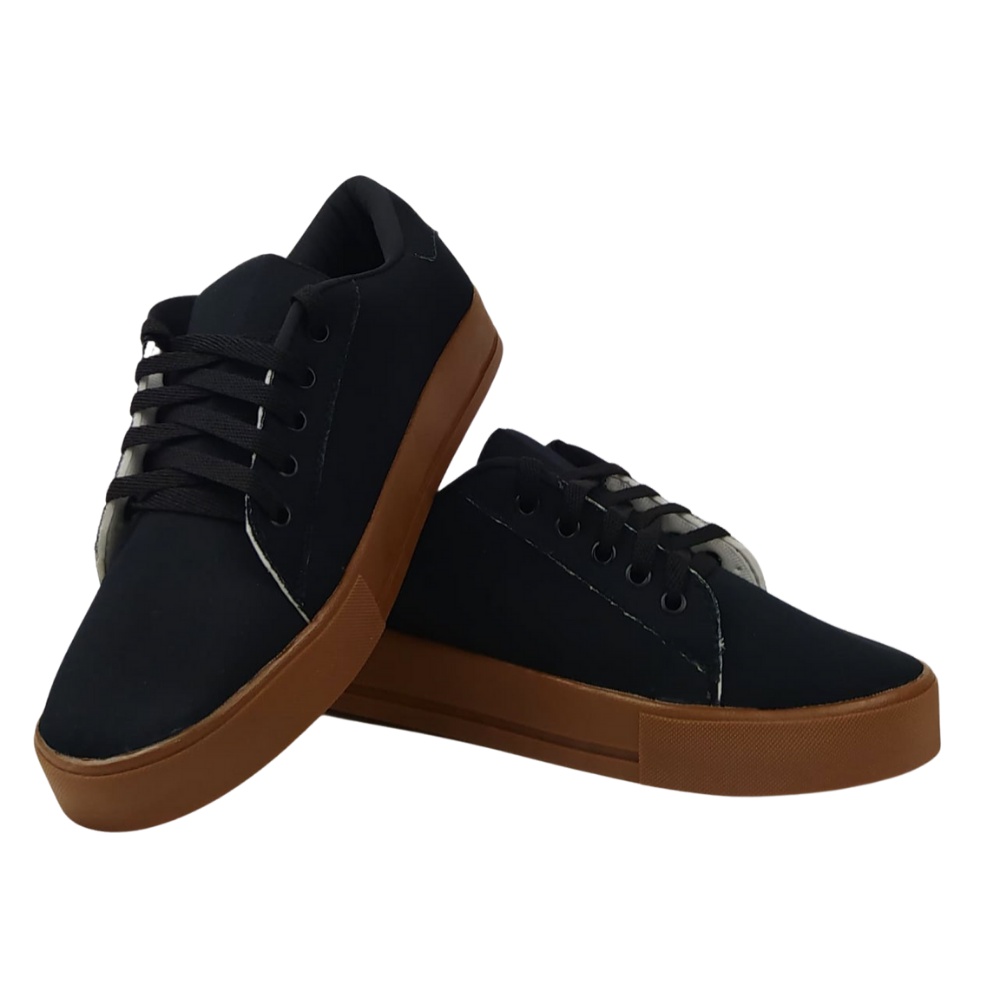 Tenis masculino preto com sola sale marrom