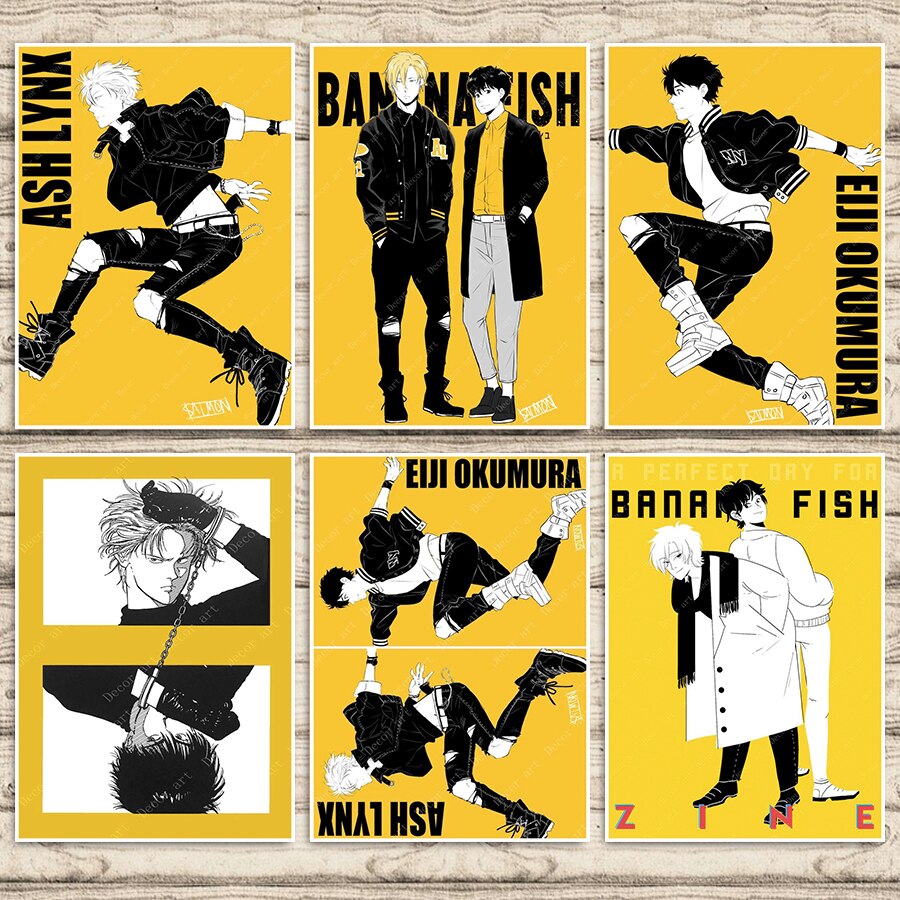 Clássico Anime Banana Fish Poster Retro, Papel Kraft, DIY, Vintage, Casa,  Quarto, Bar, Café, Arte Estética