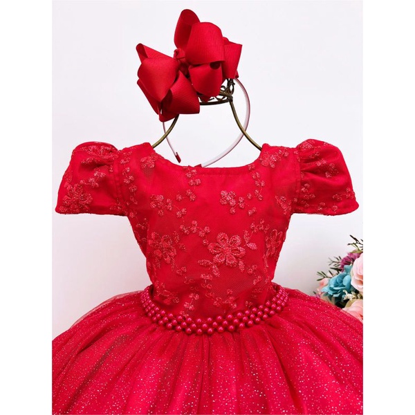 Vestido vermelho best sale formatura infantil