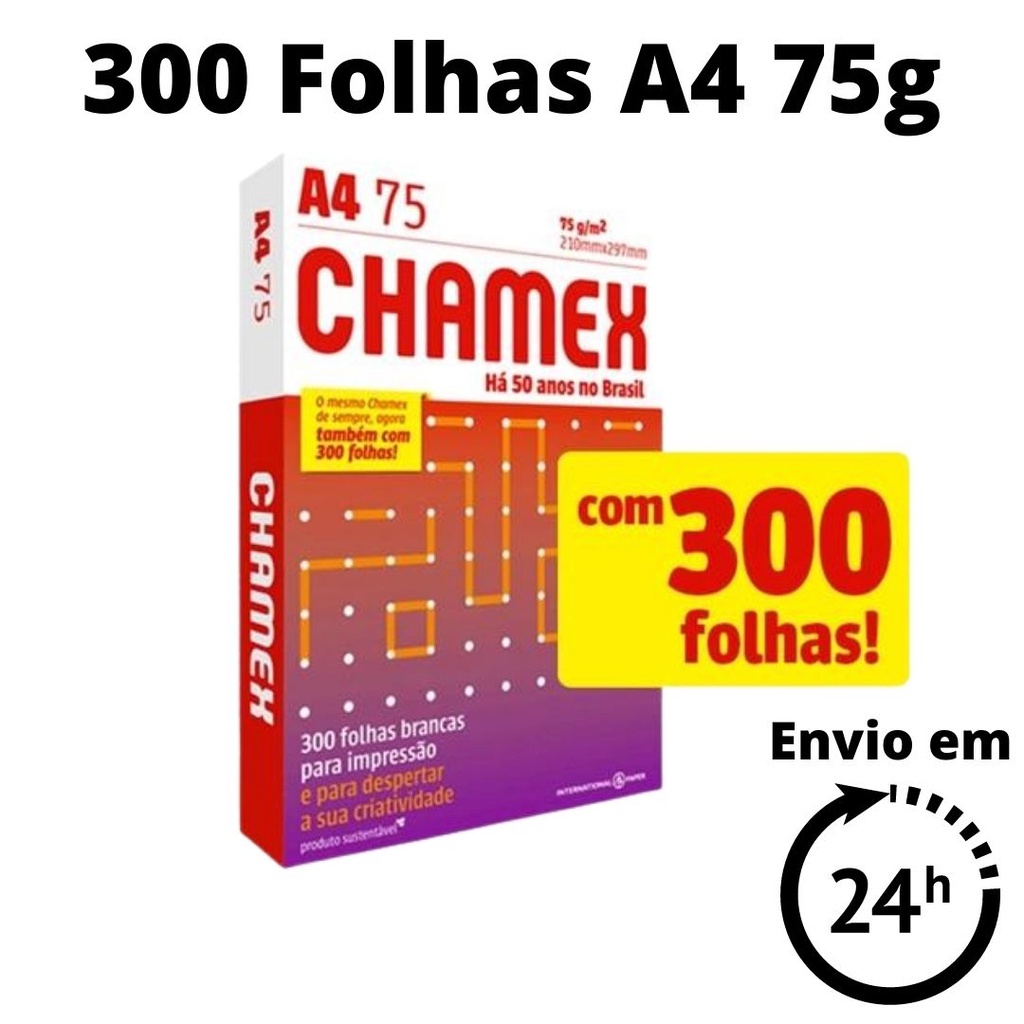 Papel Sulfite A4 75g 210x297 Com 300 Folhas Chamex Shopee Brasil 6360