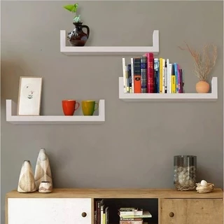 Kit 3 Prateleiras U MDF 100% 50 CM Decorar Quarto/ Sala/ Cozinha/Banheiro