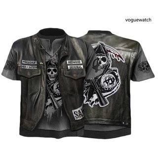 2022 (VOG) Camiseta Masculina De Mangas Curtas Com Estampa digital 3D De Poliéster Respirável Gola Redonda