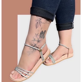Sandália birk feminina com pedrarias - papete flatform de manta