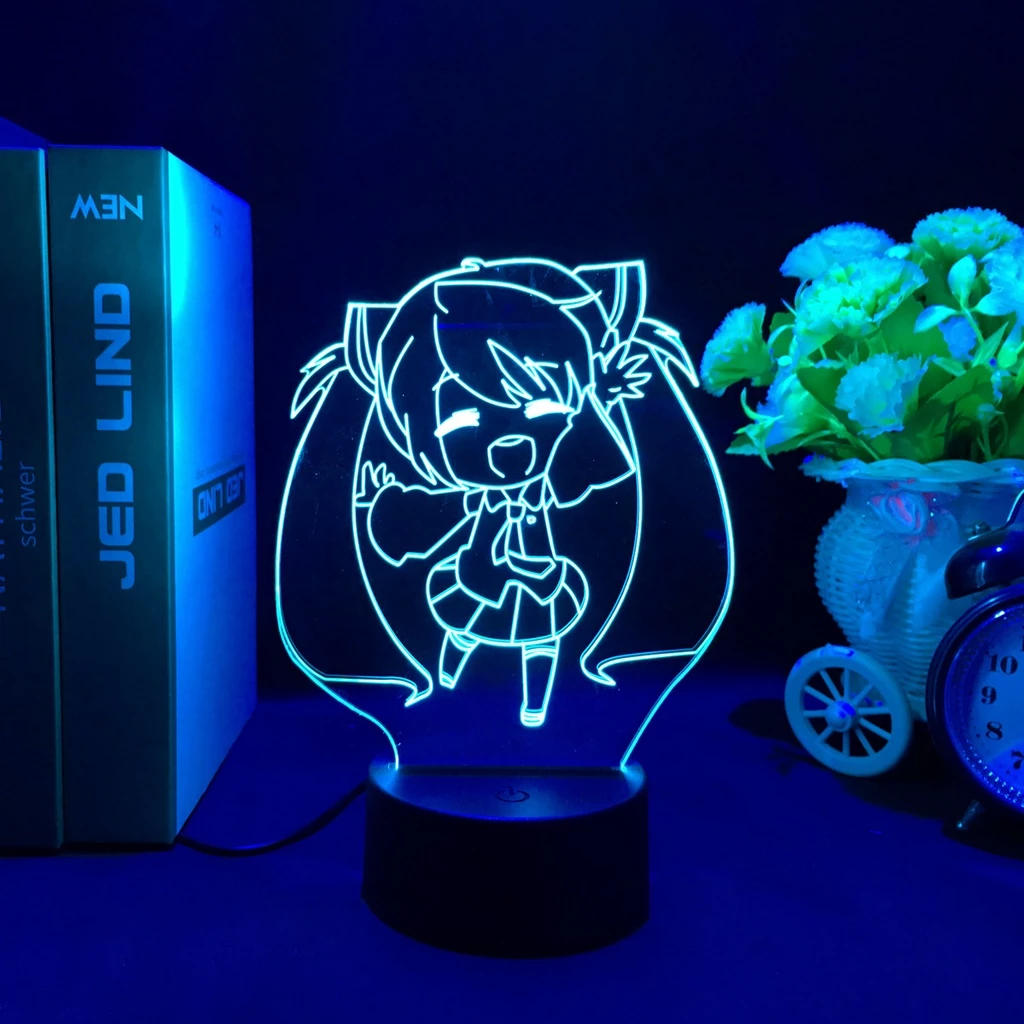 Anime Hatsune Miku 3d Luz Noturna Enfeites De Quarto LED Lâmpada De Cabeceira Decoração De Mesa Atmosfera Romântica Presente De Aniversário
