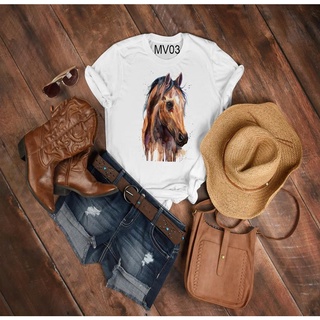 T Shirt Camiseta Feminina Country Cavalo Marrom MV03