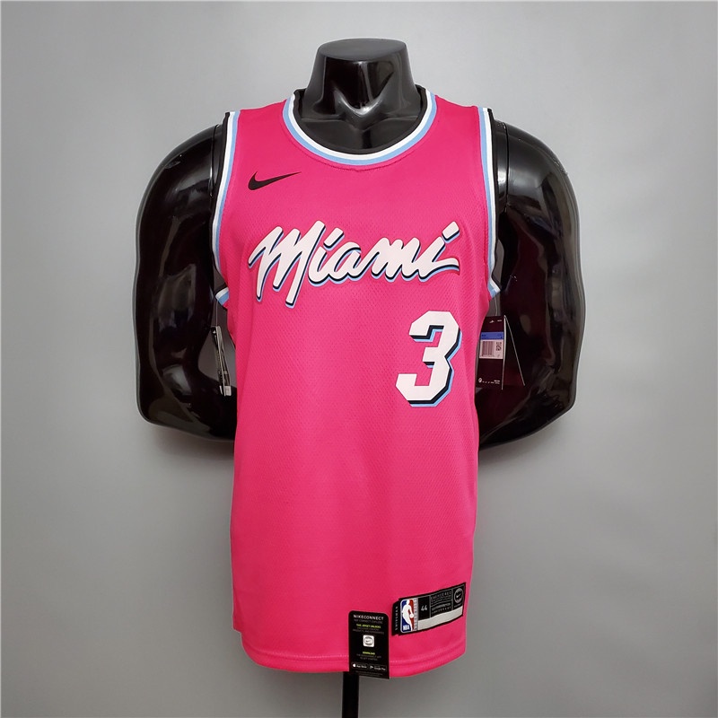 Homens Basquetebol Jersey Miami Heat #3 Wade Gola V Rosa 2023NBA Camisa