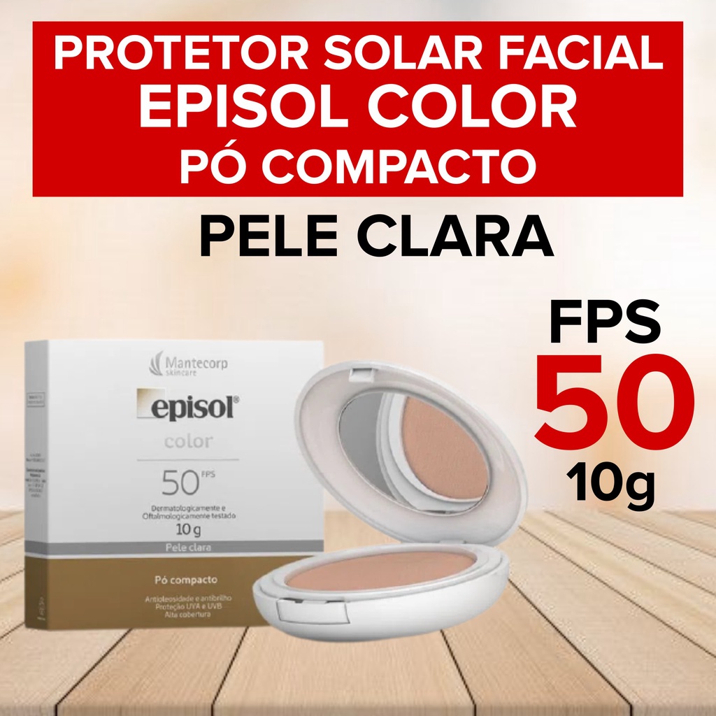 Kit Episol Color Pó Compacto FPS50 Pele Clara 10g + Protetor Solar