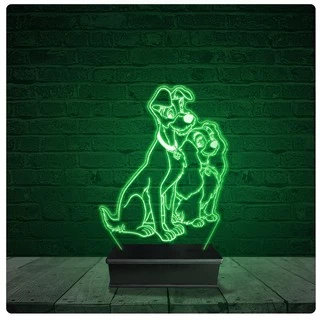 Luminária Abajur Acrílico Led - A Dama e o Vagabundo