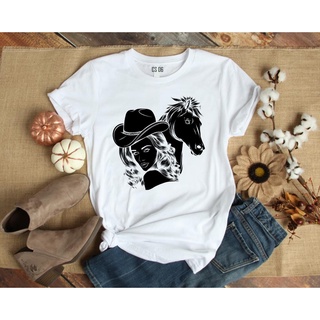 Camiseta T Shirt Feminina Cowgirl e Cavalos Country CS06