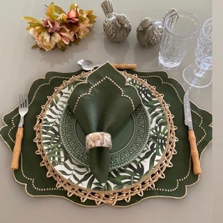Kit Souplst Suplat 6 Capas bordadas + 6 Guardanapos Mesa Realeza