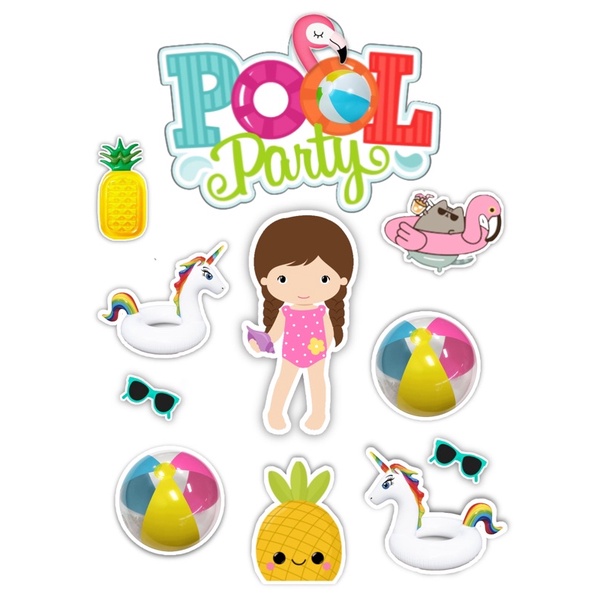 Arquivo De Corte Topo De Bolo Pool Party Menina Studi - vrogue.co