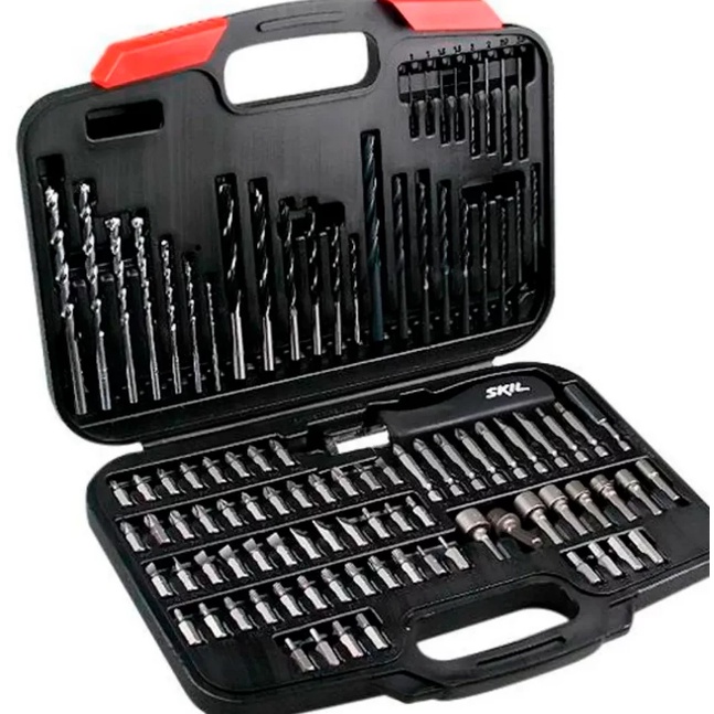Maleta de Acessórios Brocas Soquetes e Bits 101 Peças Skil