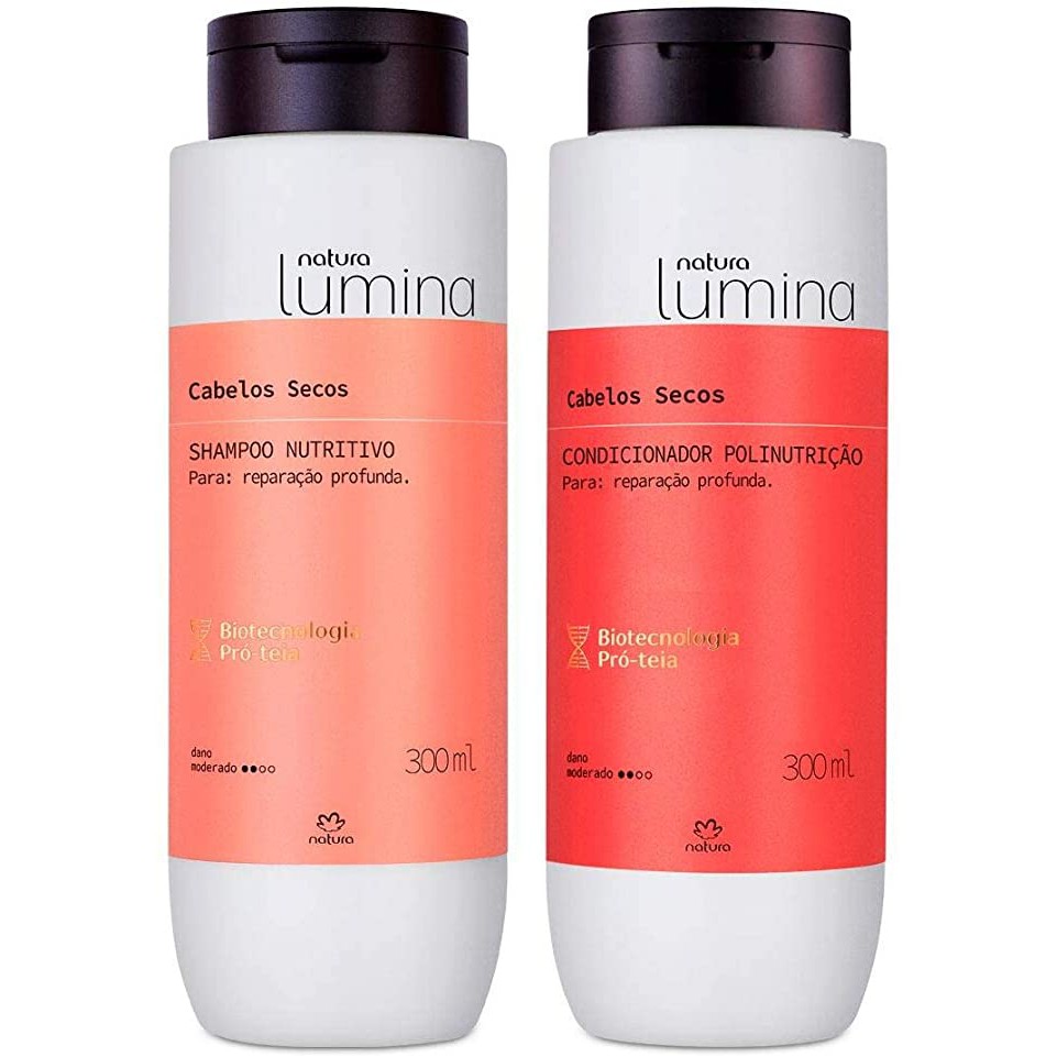 Natura Kit Lumina Shampoo e Condicionador para Cabelos Secos 300ml ...