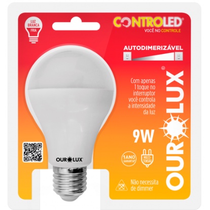 Lâmpada Inteligente Auto Dimerizavel Ourolux Controled 9w Bivolt 6500k e27