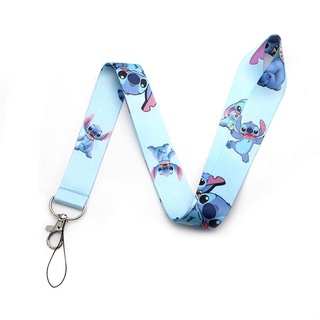 NATASHA Stitch Lanyard Azul Alienígena Ponto Desenho Animado Para Chave  Pingente Telefone Alça Porta-Chaves