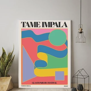 Personalizar Doma Impala No Glastonbury Gig Cartaz Colorido Pintura Da Lona Do Vintage Retro Retratos Da Parede Para Sala De Estar Decoração De Casa