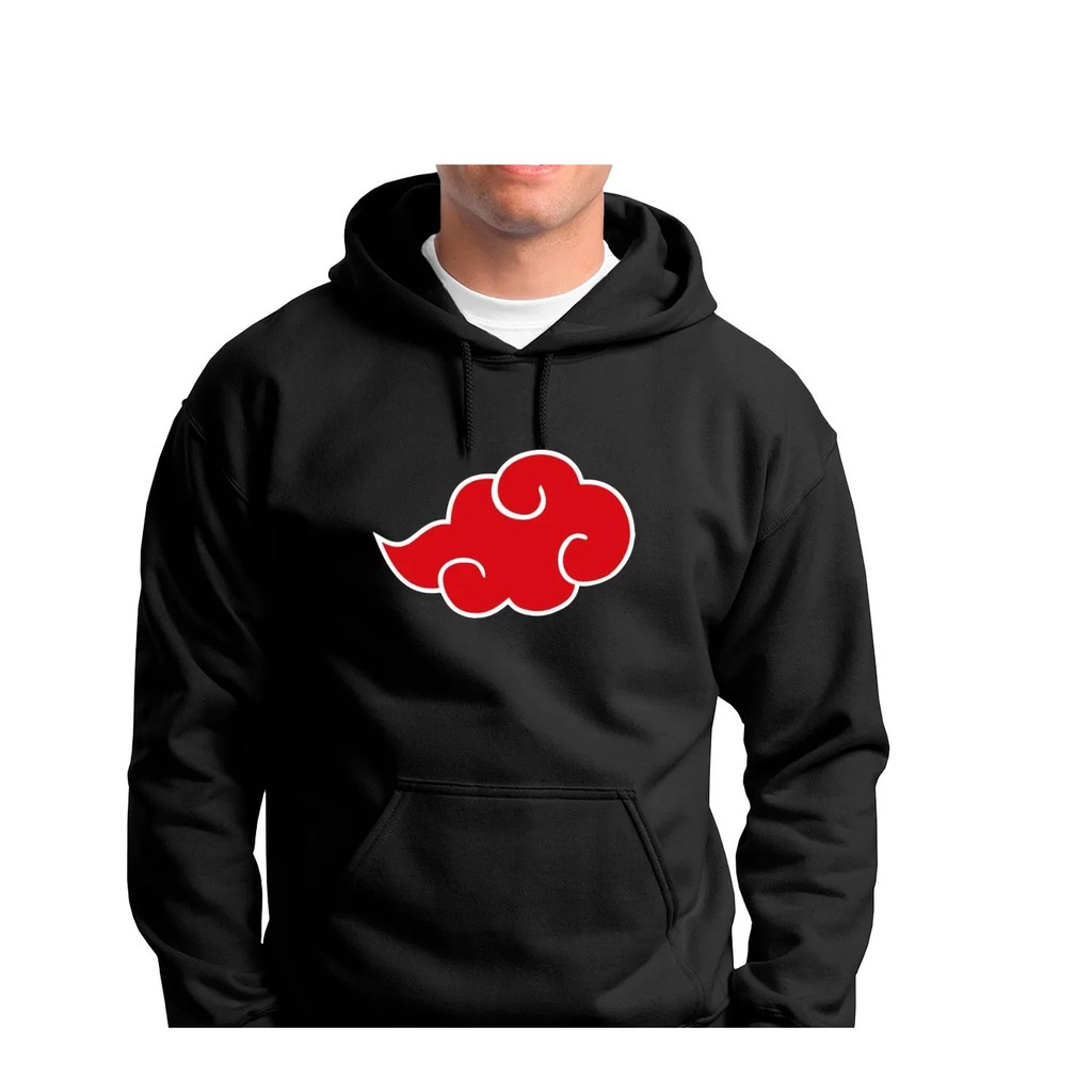 Blusa Moletom Naruto Símbolo Akatsuki Nuvem Vermelha com Capuz