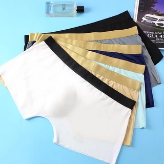 Cuecas Boxers Masculinas Fina Seda Fria Sem Traço Respirável Calções Confortáveis