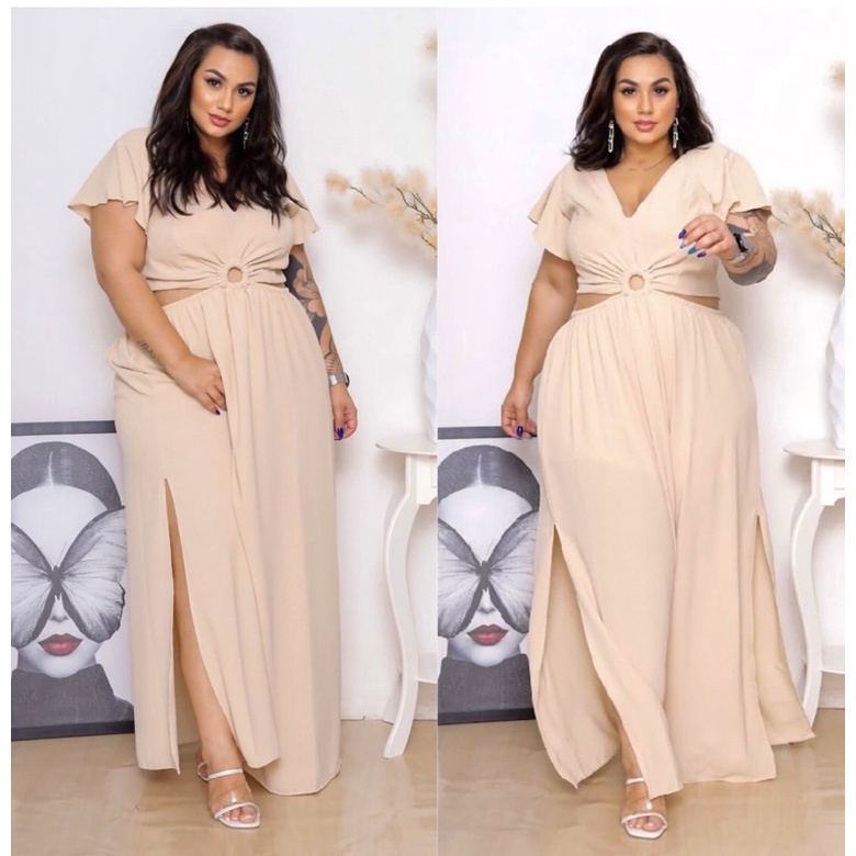 Vestido longo plus size G e GG G1 e G2 lindo tamanhos grandes plus size festa promoção
