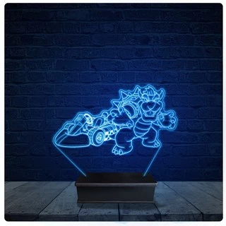Luminária Led Acrilico Abajur - Bowser Mario Kart