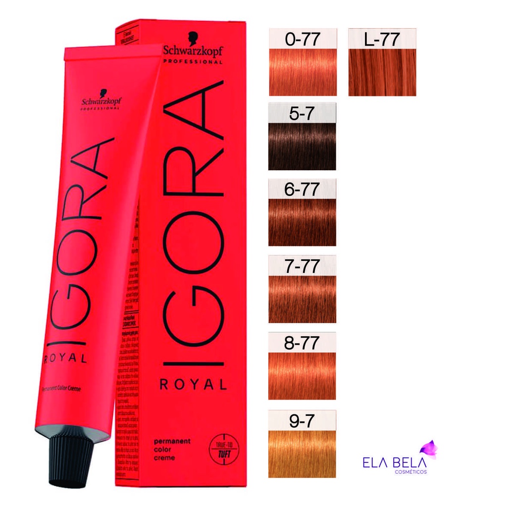Coloração Igora Royal 60g - Schwarzkopf Professional - Ruivos - (escolha  0-77 , 5-7 , 6-77 , 7-77 , 8-77 , 9-7 , L-77 )