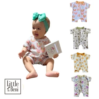 Macacão bebe curto verão Roupa infantil 100% algodao com ziper do RN ao G