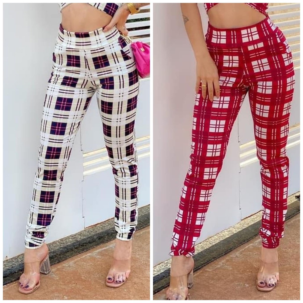 Calça legging hot sale xadrez