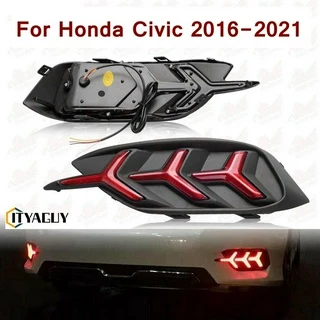 Um Par De Lâmpadas Refletoras LED Do Pára-Choques Traseiro Para 2016-2021 Honda Civic Sedan