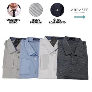 Kit 4 Camisa Social Masculina Manga Longa Sortidas Promoção Blusa Masculina Social Cores Sotidas Camiseta Social Masculina Cores Aleatórias