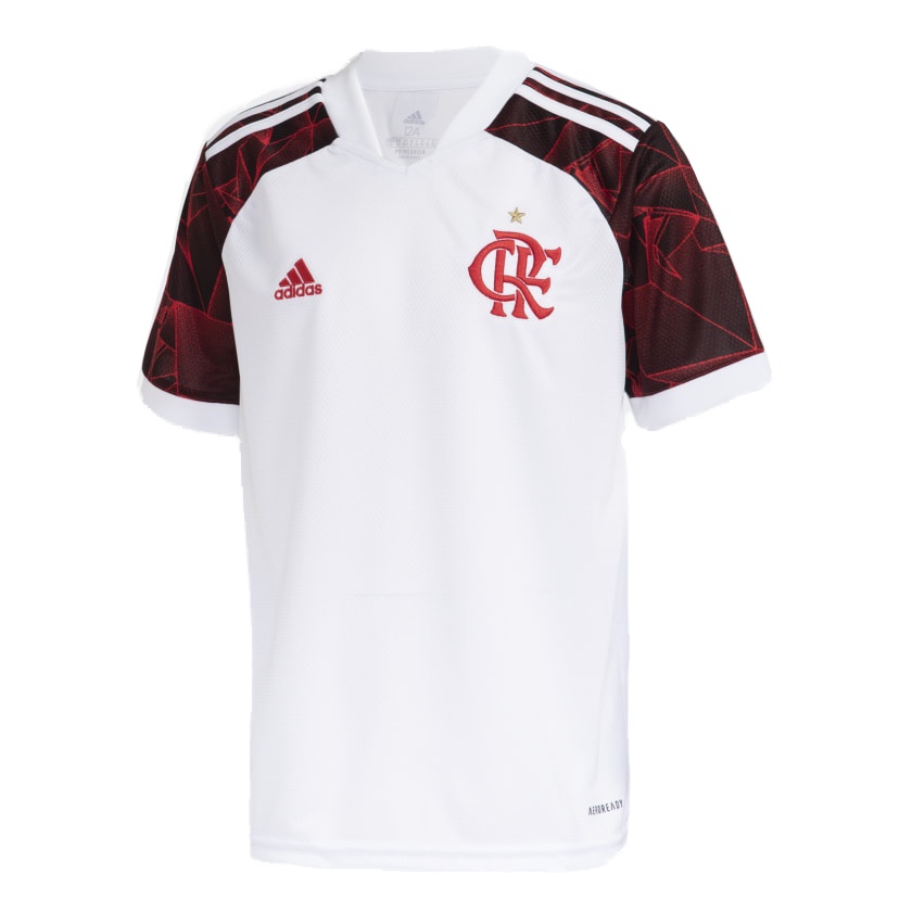 Camisa Adidas Flamengo II 21/22 s/n° Torcedor Juvenil - Branco e Vermelho