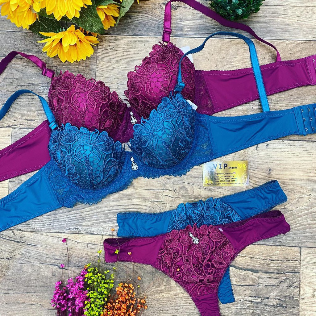 Conjunto Lingerie Calcinha e Suti COM BOJO ATACADO CORES VARIADAS DE ACORDO COM O ESTOQUE 153