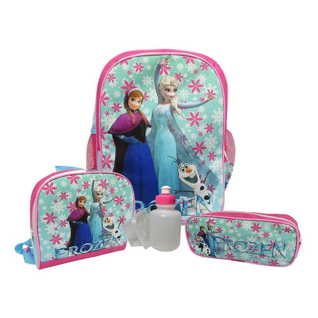 Kit Mochila Infantil Frozen Tam G Feminina Costas