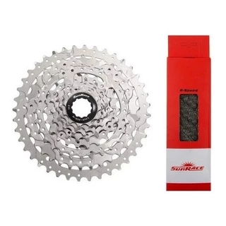 Cassete K7 Sunrace Bike Mtb M680 8v 11-40 Dentes + Corrente