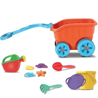Carriola De Praia Com Balde Regador E Forminhas 8087 - Divertoys