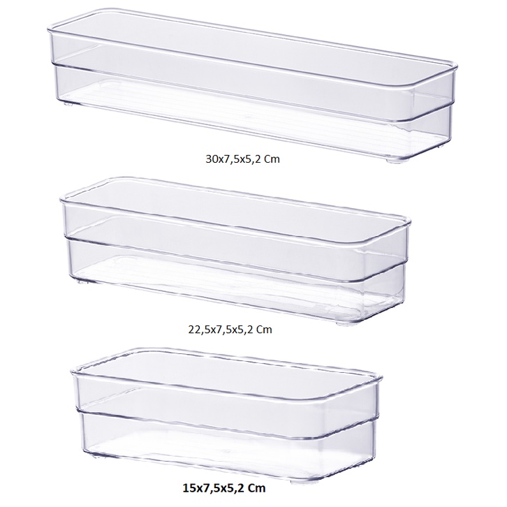 Caixa Cesto Acrílico Organizador Modular 22,5x7,5x5,2 Cm Ou 30x7,5x5,2 Cm - Paramount