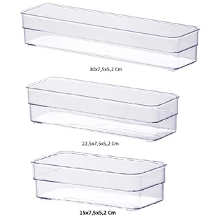 Caixa Cesto Acrílico Organizador Modular 22,5x7,5x5,2 Cm Ou 30x7,5x5,2 Cm - Paramount