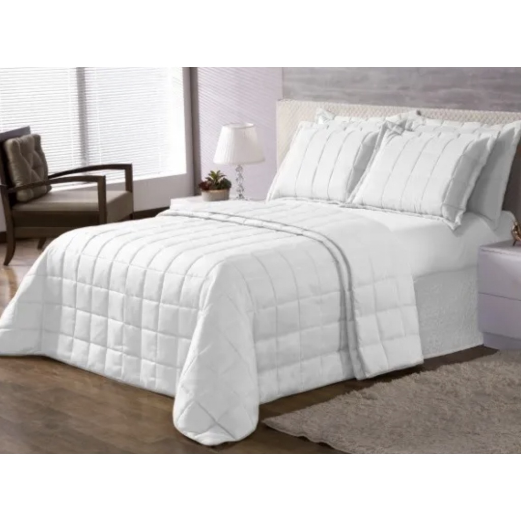 Cobre leito Casal Matelado Branco e Pink
