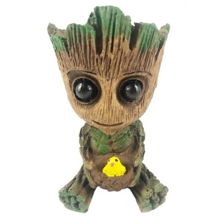 Baby Groot Passarinho em Resina - Vaso para Cactos e Suculentas