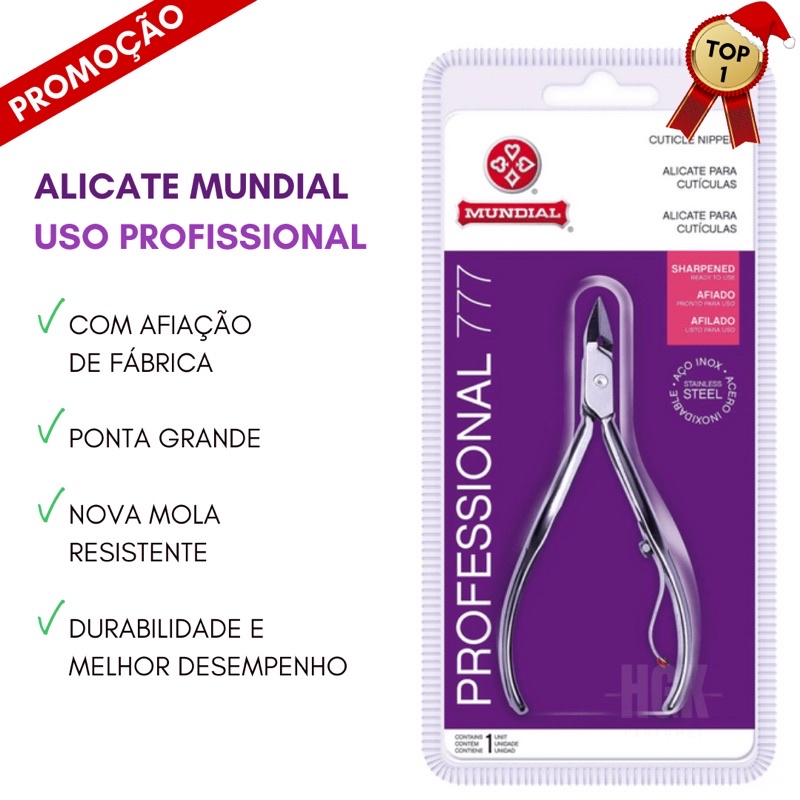 Alicate de unha profissional 777 Aço inox Cutícula Manicure Mundial ...