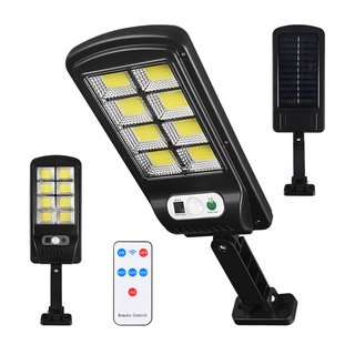 Luminária Solar Poste Refletor 128 Cob 100W Sensor Presença Movimento Prova D Água + Controle