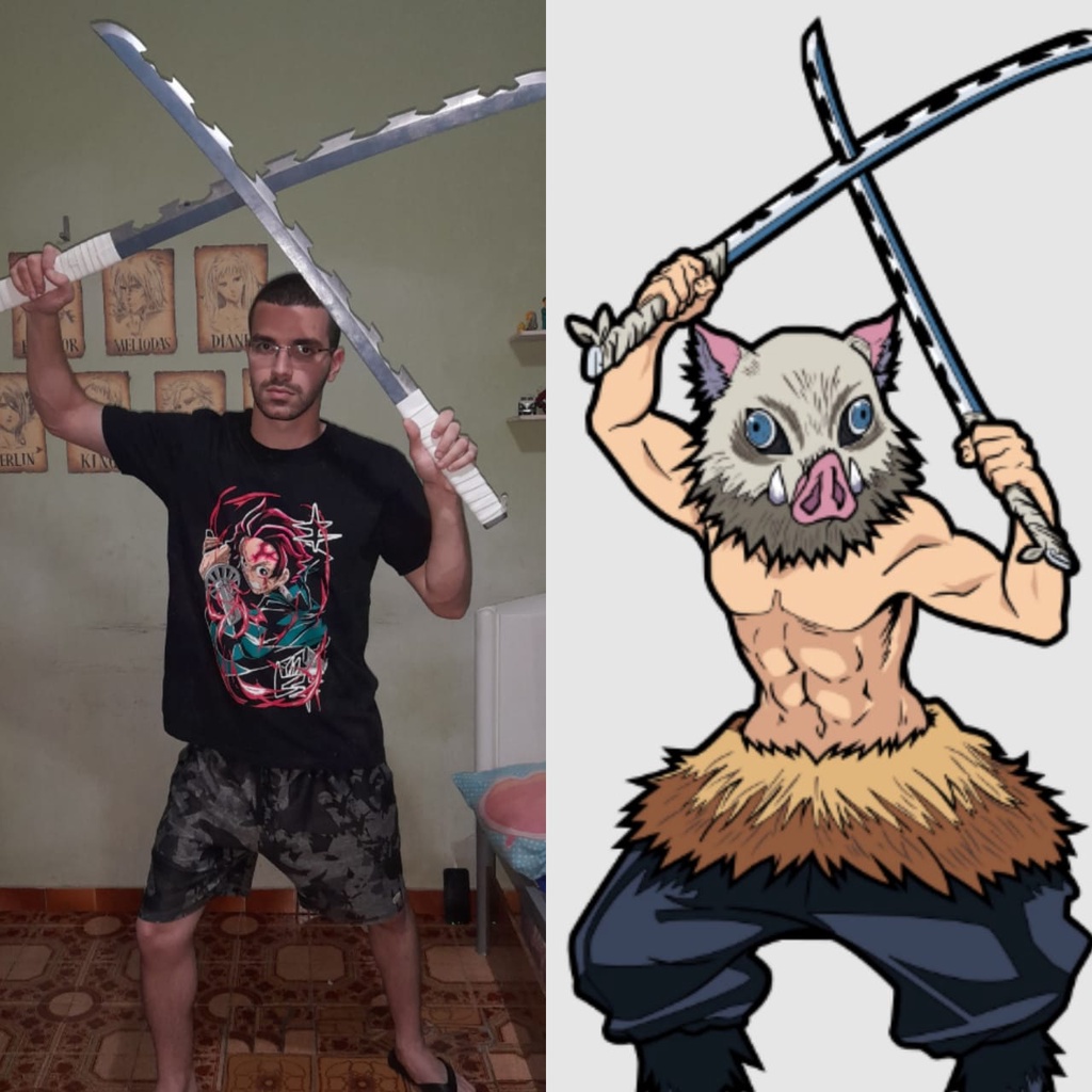 Espadas do Inosuke com bainha em tamanho real Kimetsu no Yaiba Demon slayer